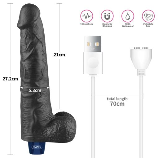 Vibromasseur Finitions Réaliste Noir 25x5,3cm